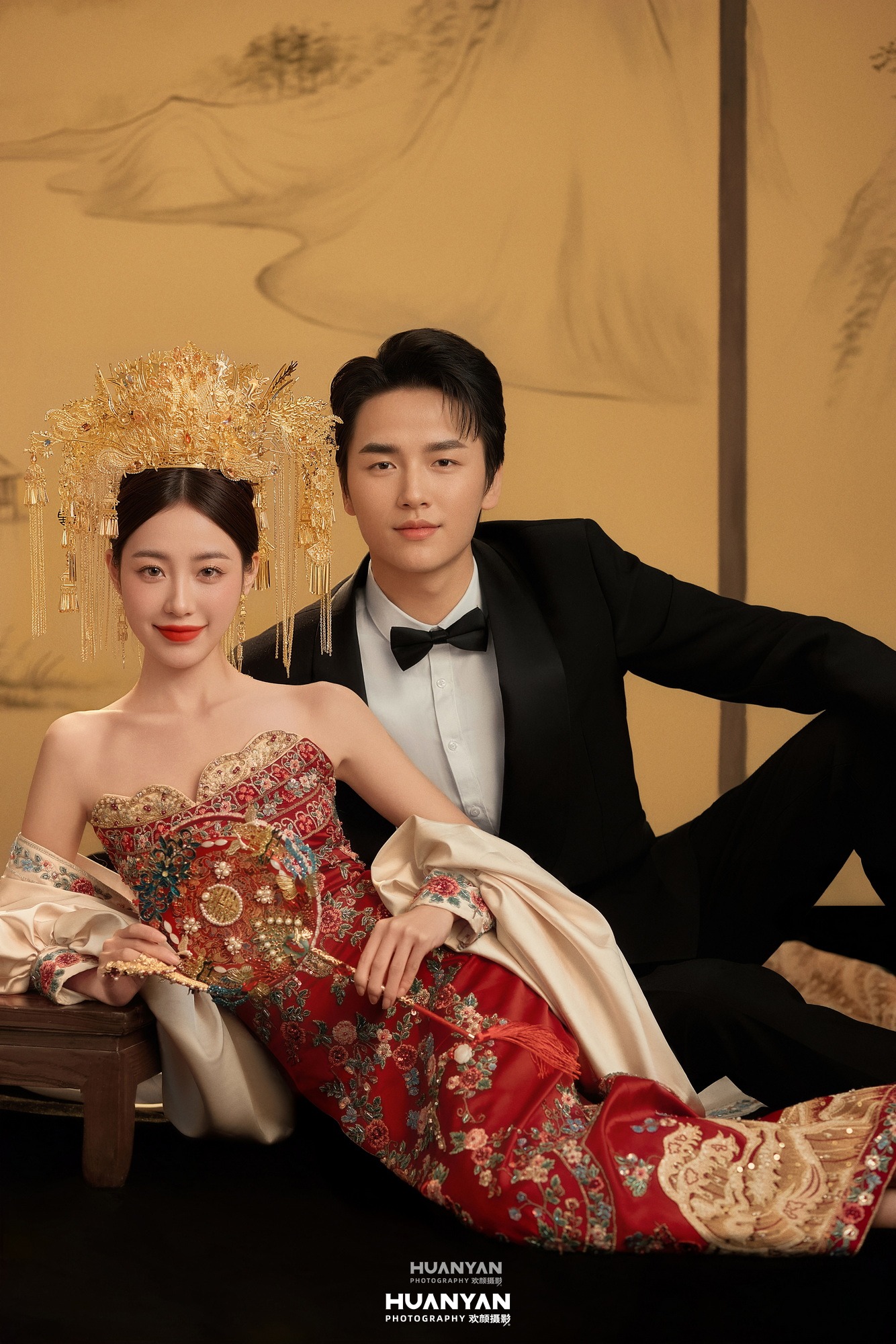 凤冠映画：新中式婚纱照室内影棚实拍