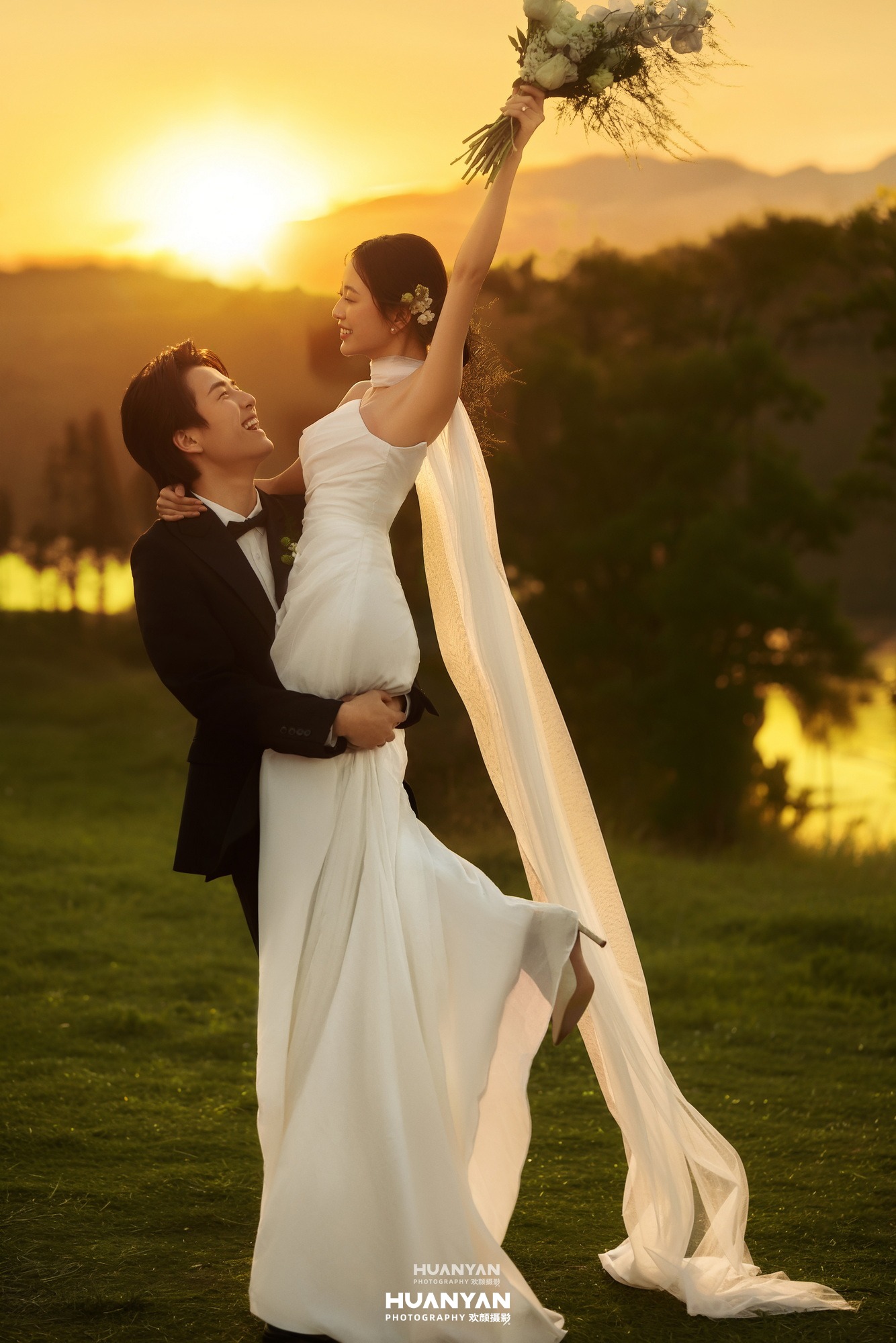 户外自然韩式温柔婚纱照实拍（落日恋歌系列）