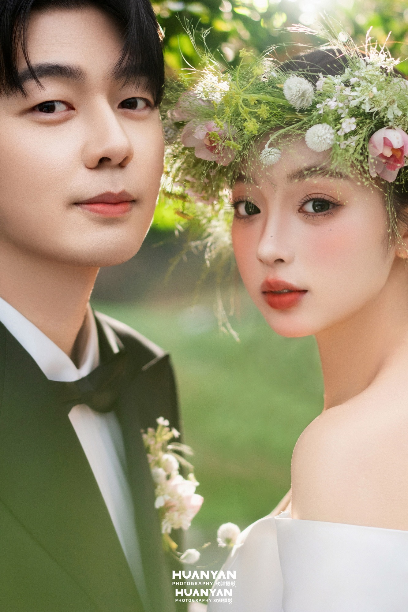 花冠与风：清新自然婚纱照户外自然实拍
