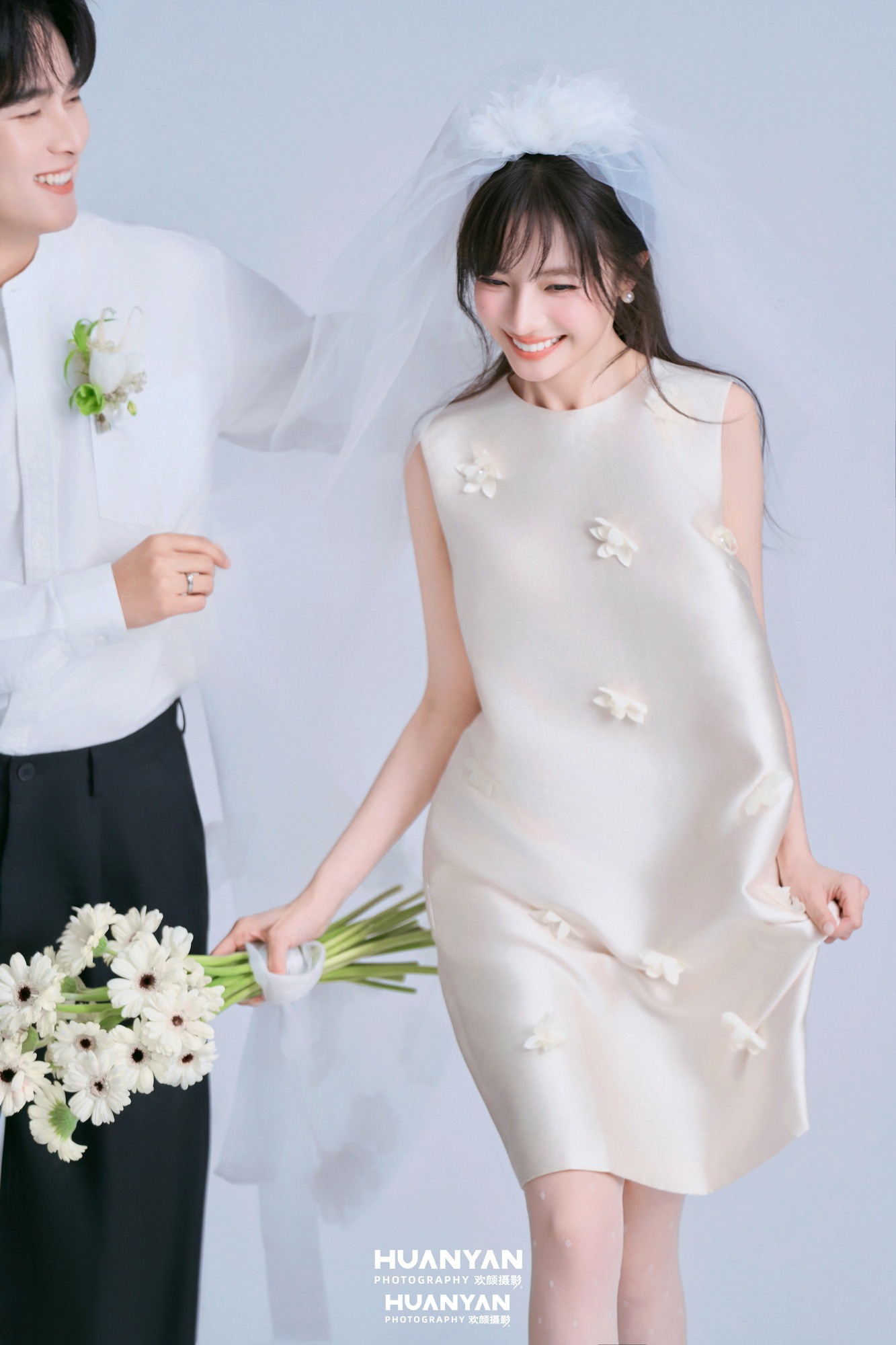 室内影棚韩式温柔婚纱照实拍（白菊心事系列）