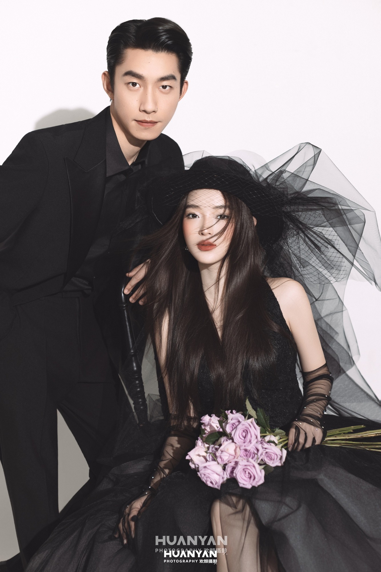 新中式婚纱照 · 室内影棚场景 · 蝶落暖光客片