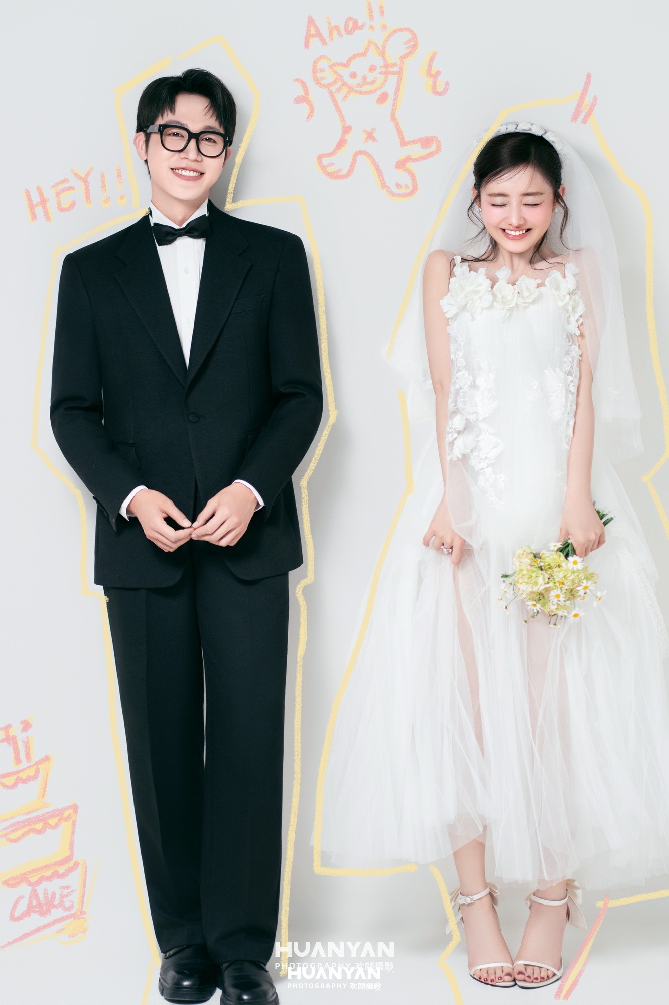 粉笔心事：韩式温柔婚纱照室内影棚实拍