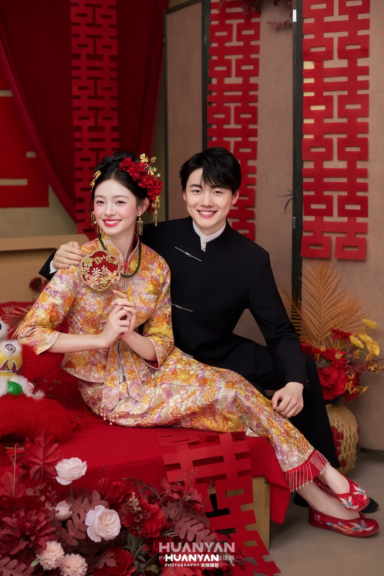 室内影棚新中式婚纱照实拍（金缕龙凤系列）
