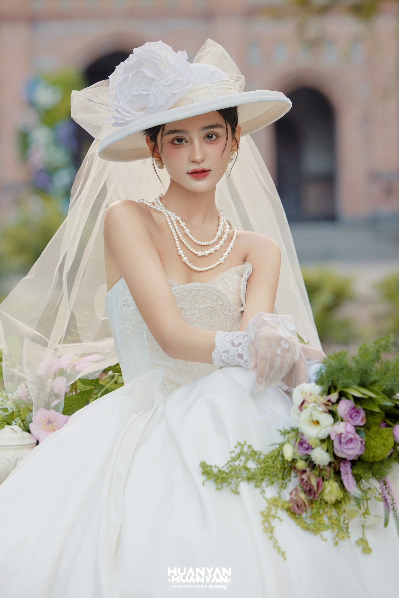 珍珠与纱：清新自然婚纱照户外自然实拍