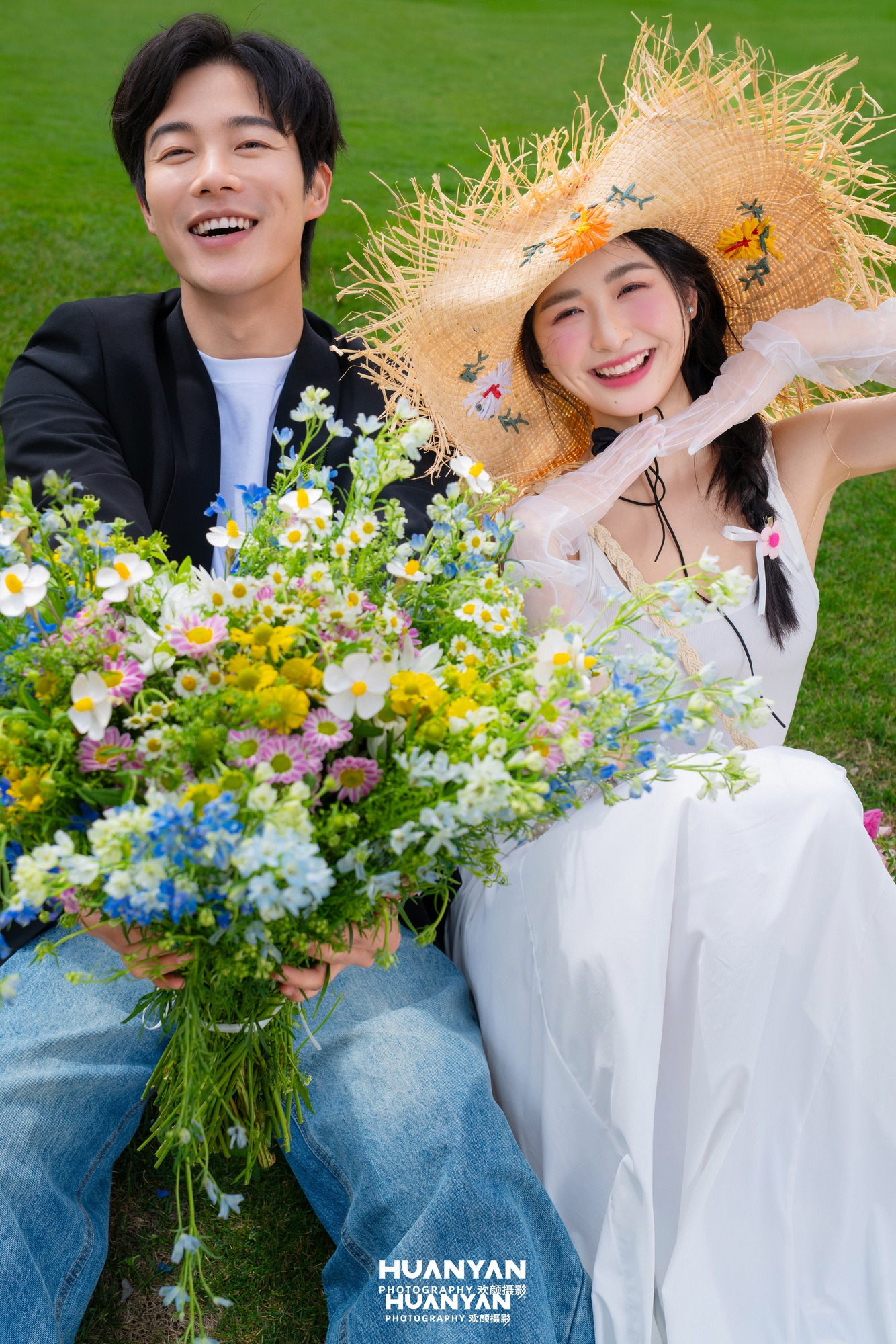 风起草坡：清新自然婚纱照户外自然实拍